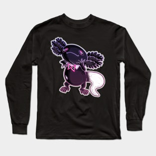 Axolotl black and white mud puppy t-shirt 1 Long Sleeve T-Shirt